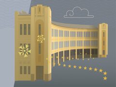 "Balanced Kaunas Modernism", a collage-type digital graphic artwork