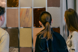 Interior design workshop with furniture materials