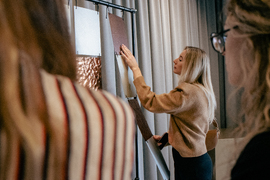 Interior design workshop with furniture materials
